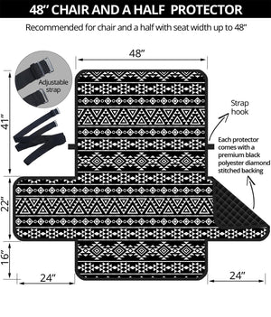 Black And White Aztec Geometric Print Half Sofa Protector