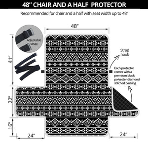 Black And White Aztec Geometric Print Half Sofa Protector