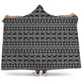 Black And White Aztec Geometric Print Hooded Blanket