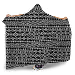 Black And White Aztec Geometric Print Hooded Blanket