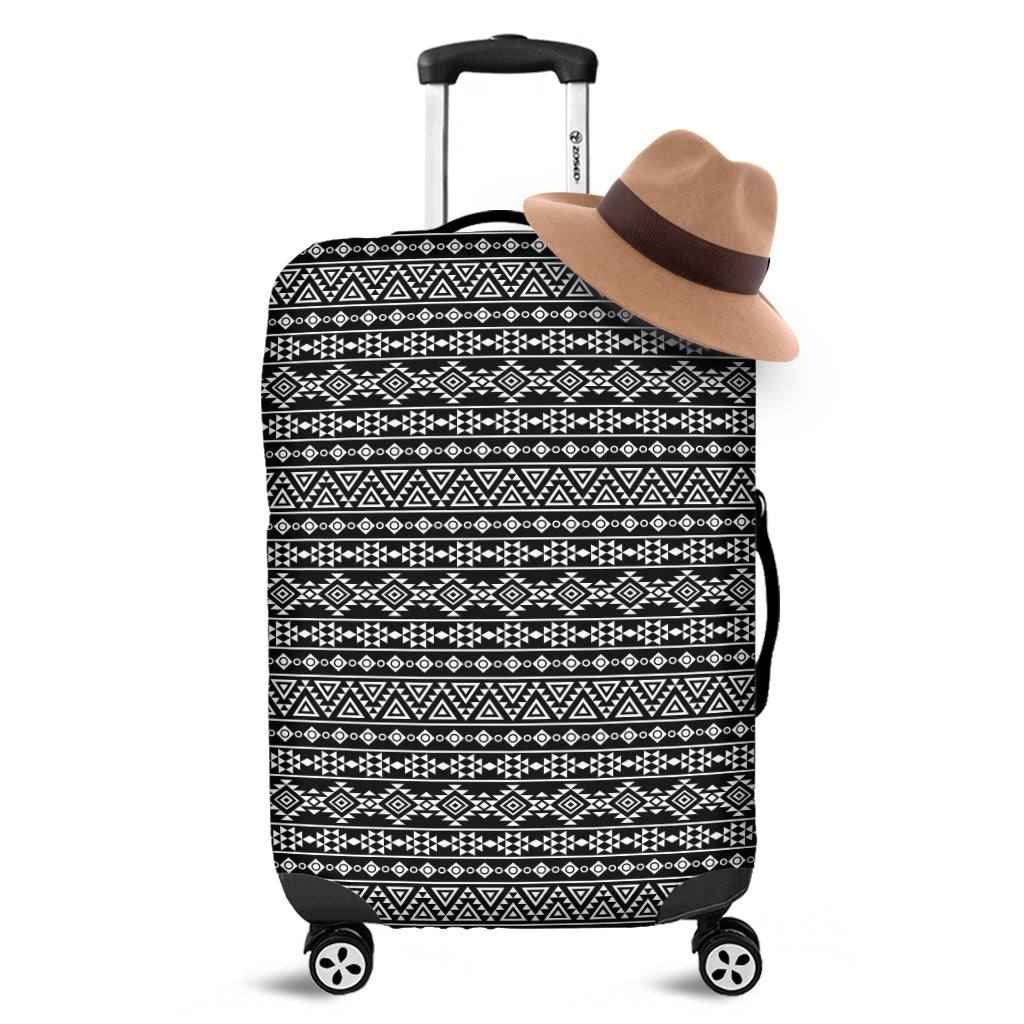 Black And White Aztec Geometric Print Luggage Cover