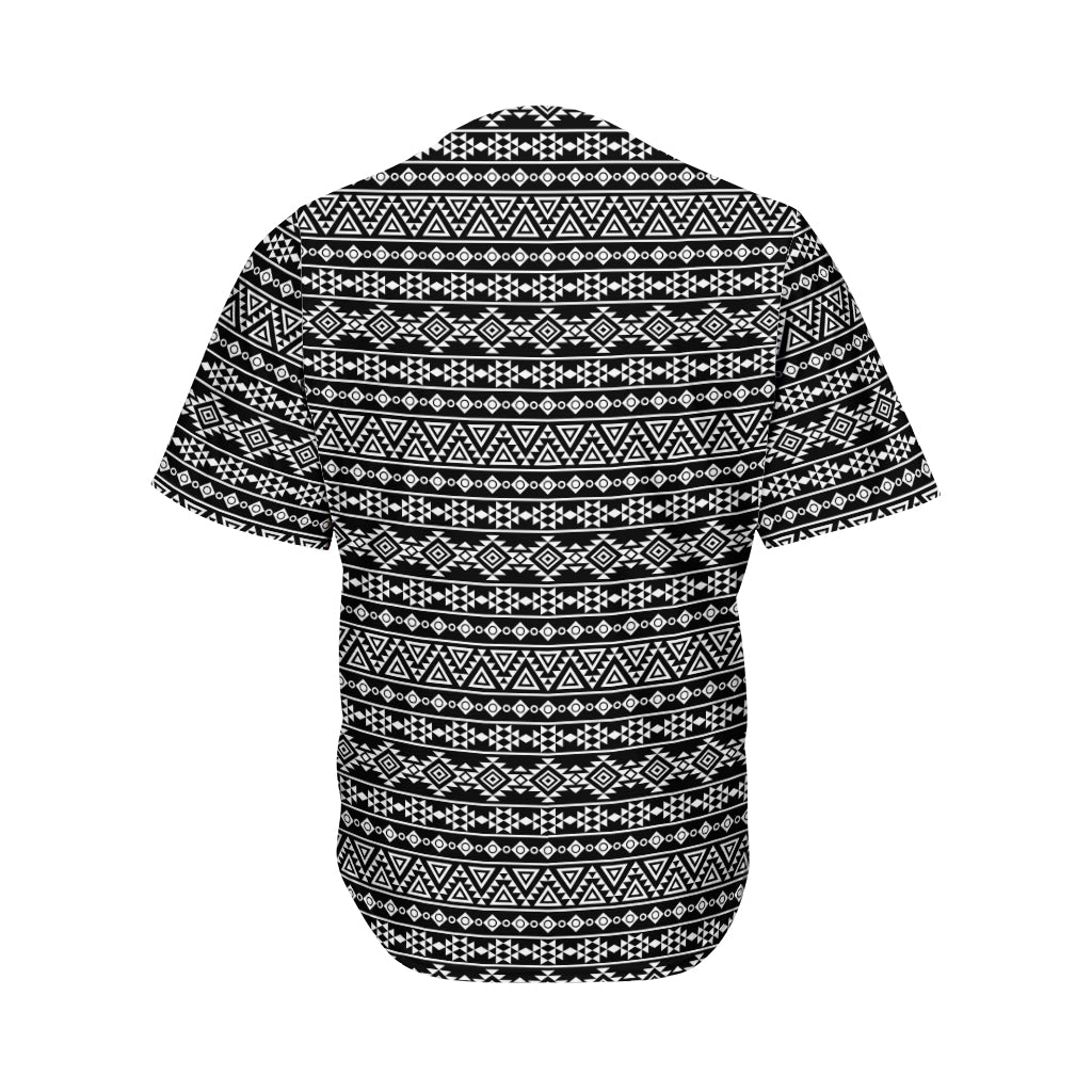 Black And White Aztec Geometric Print Men's Baseball Jersey