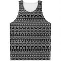 Black And White Aztec Geometric Print Men's Tank Top
