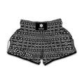 Black And White Aztec Geometric Print Muay Thai Boxing Shorts