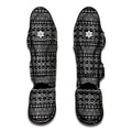 Black And White Aztec Geometric Print Muay Thai Shin Guards