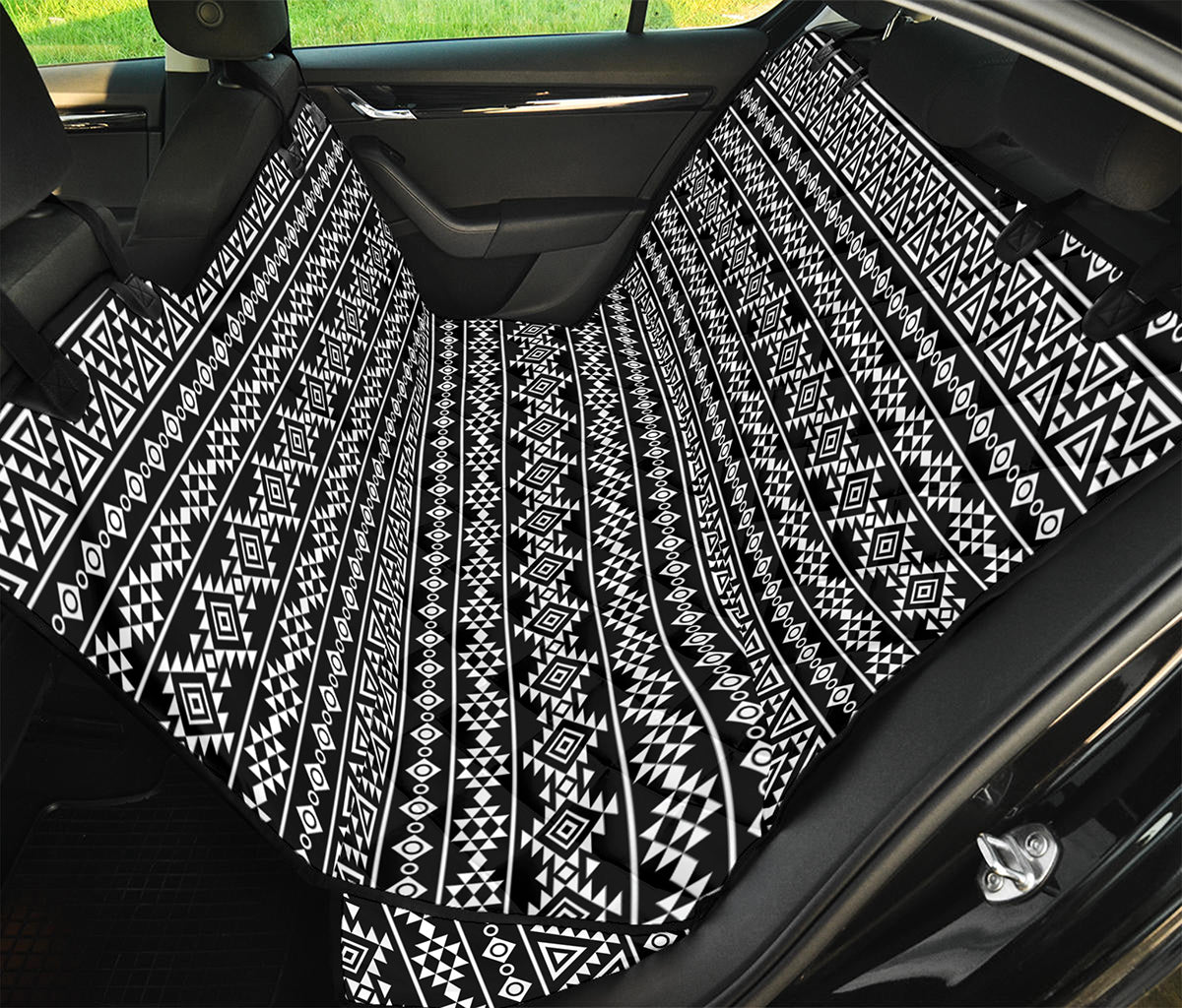 Black And White Aztec Geometric Print Pet Car Back Seat Cover