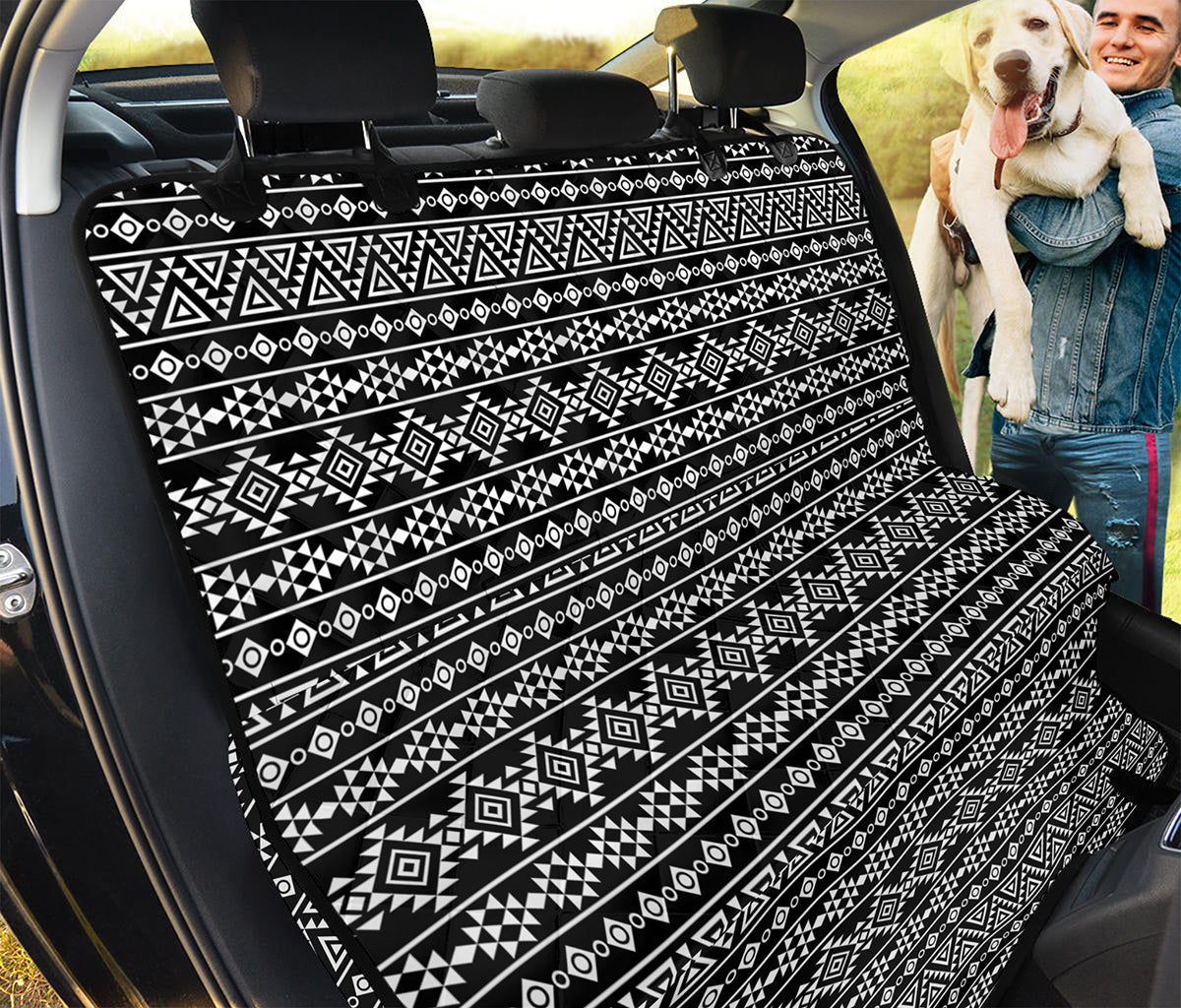 Black And White Aztec Geometric Print Pet Car Back Seat Cover