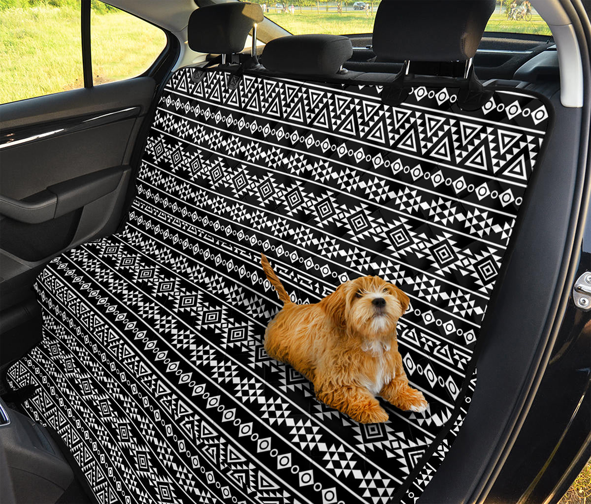 Black And White Aztec Geometric Print Pet Car Back Seat Cover