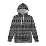 Black And White Aztec Geometric Print Pullover Hoodie