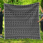 Black And White Aztec Geometric Print Quilt