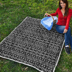 Black And White Aztec Geometric Print Quilt