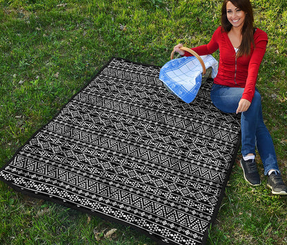 Black And White Aztec Geometric Print Quilt