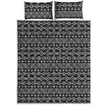 Black And White Aztec Geometric Print Quilt Bed Set