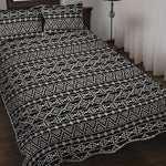 Black And White Aztec Geometric Print Quilt Bed Set