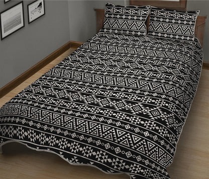 Black And White Aztec Geometric Print Quilt Bed Set