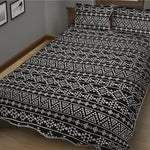 Black And White Aztec Geometric Print Quilt Bed Set