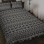 Black And White Aztec Geometric Print Quilt Bed Set