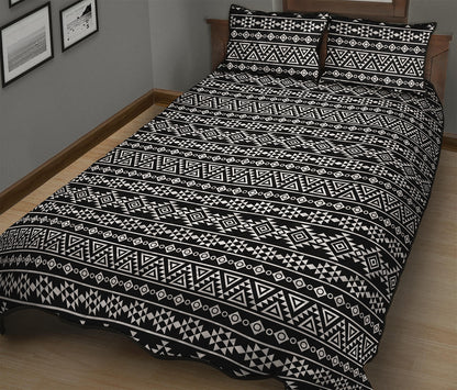 Black And White Aztec Geometric Print Quilt Bed Set