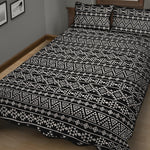 Black And White Aztec Geometric Print Quilt Bed Set