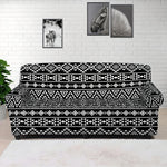 Black And White Aztec Geometric Print Sofa Cover