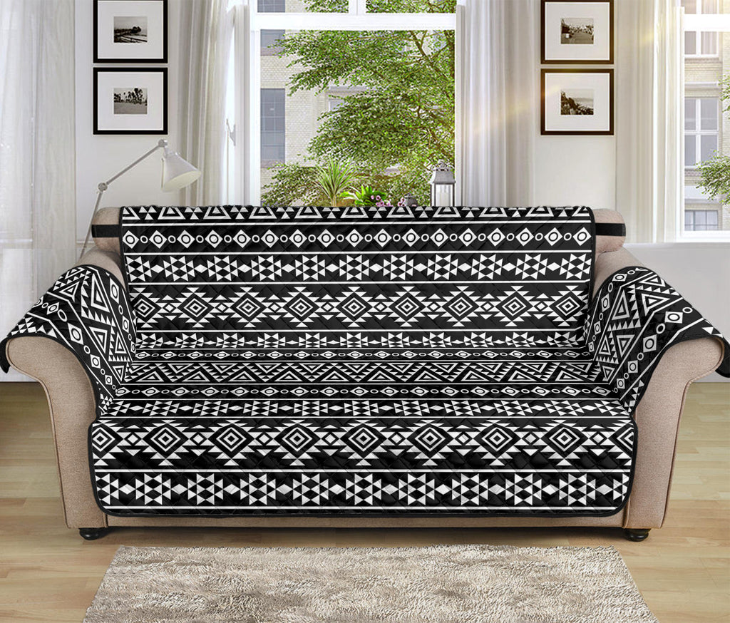 Black And White Aztec Geometric Print Sofa Protector