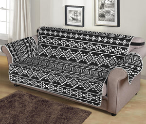 Black And White Aztec Geometric Print Sofa Protector