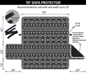 Black And White Aztec Geometric Print Sofa Protector