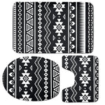 Black And White Aztec Pattern Print 3 Piece Bath Mat Set