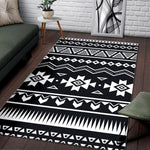 Black And White Aztec Pattern Print Area Rug GearFrost