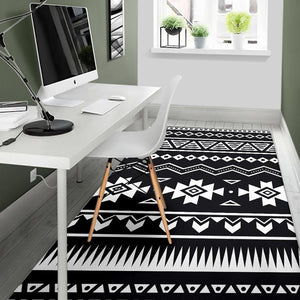 Black And White Aztec Pattern Print Area Rug GearFrost