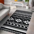 Black And White Aztec Pattern Print Floor Mat