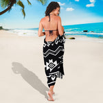 Black And White Aztec Pattern Print Beach Sarong Wrap