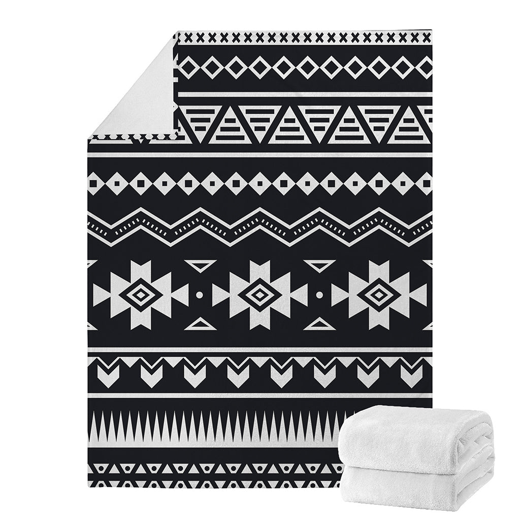 Black And White Aztec Pattern Print Blanket