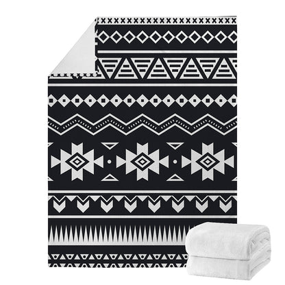 Black And White Aztec Pattern Print Blanket