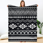 Black And White Aztec Pattern Print Blanket