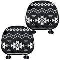 Black And White Aztec Pattern Print Car Headrest Covers