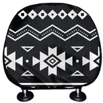 Black And White Aztec Pattern Print Car Headrest Covers