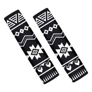 Black And White Aztec Pattern Print Car Seat Belt Covers
