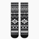 Black And White Aztec Pattern Print Crew Socks