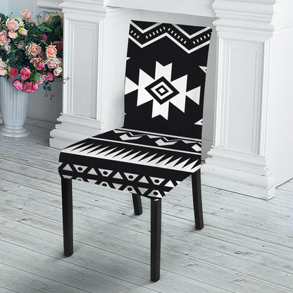 Black And White Aztec Pattern Print Dining Chair Slipcover