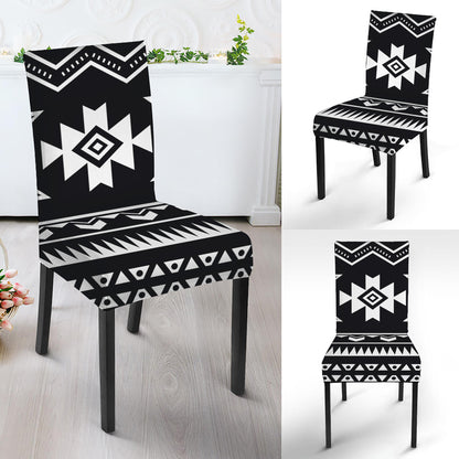 Black And White Aztec Pattern Print Dining Chair Slipcover