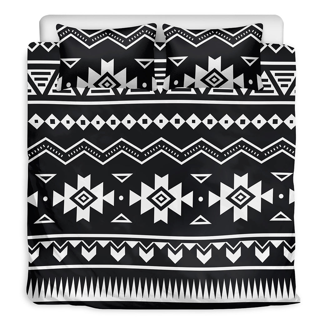Black And White Aztec Pattern Print Duvet Cover Bedding Set