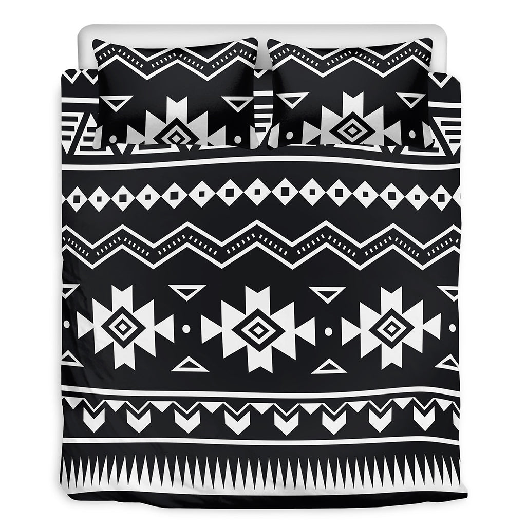 Black And White Aztec Pattern Print Duvet Cover Bedding Set
