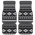 Black And White Aztec Pattern Print Front and Back Car Floor Mats