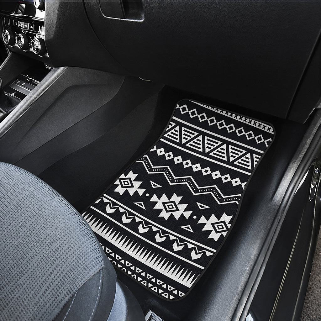 Black And White Aztec Pattern Print Front and Back Car Floor Mats