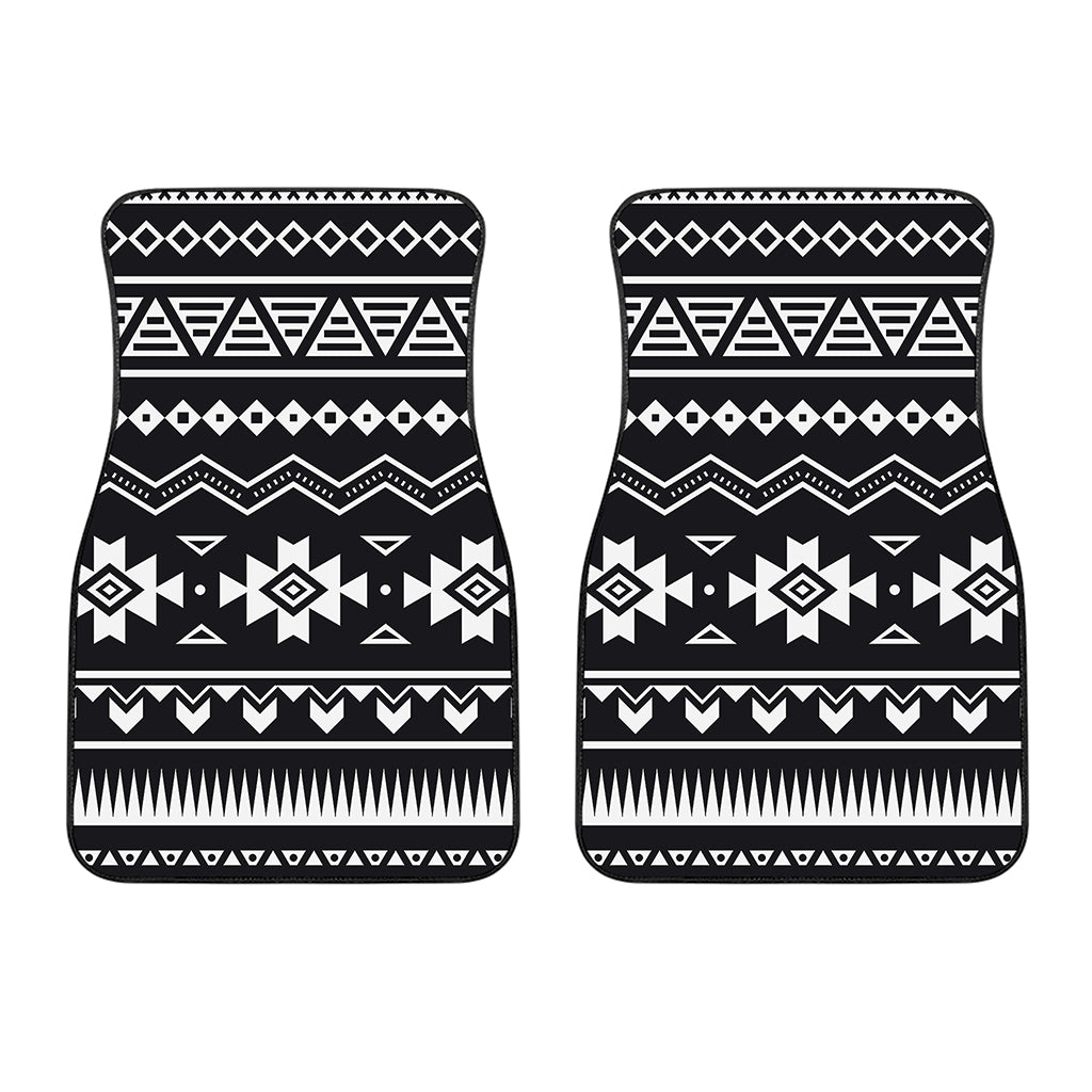 Black And White Aztec Pattern Print Front Car Floor Mats