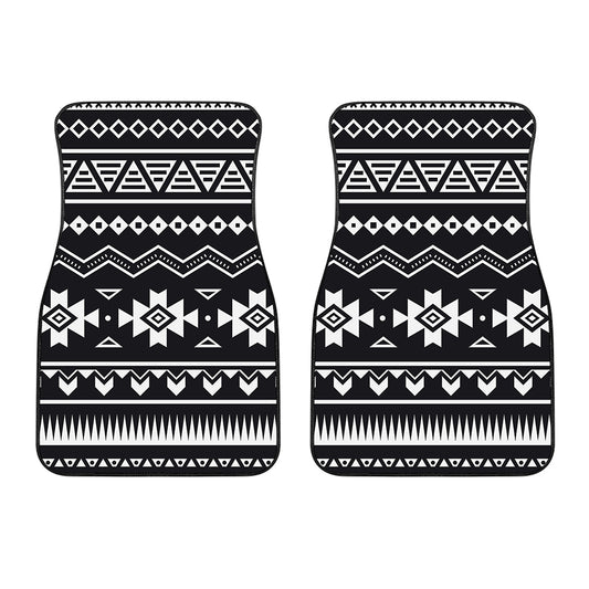 Black And White Aztec Pattern Print Front Car Floor Mats