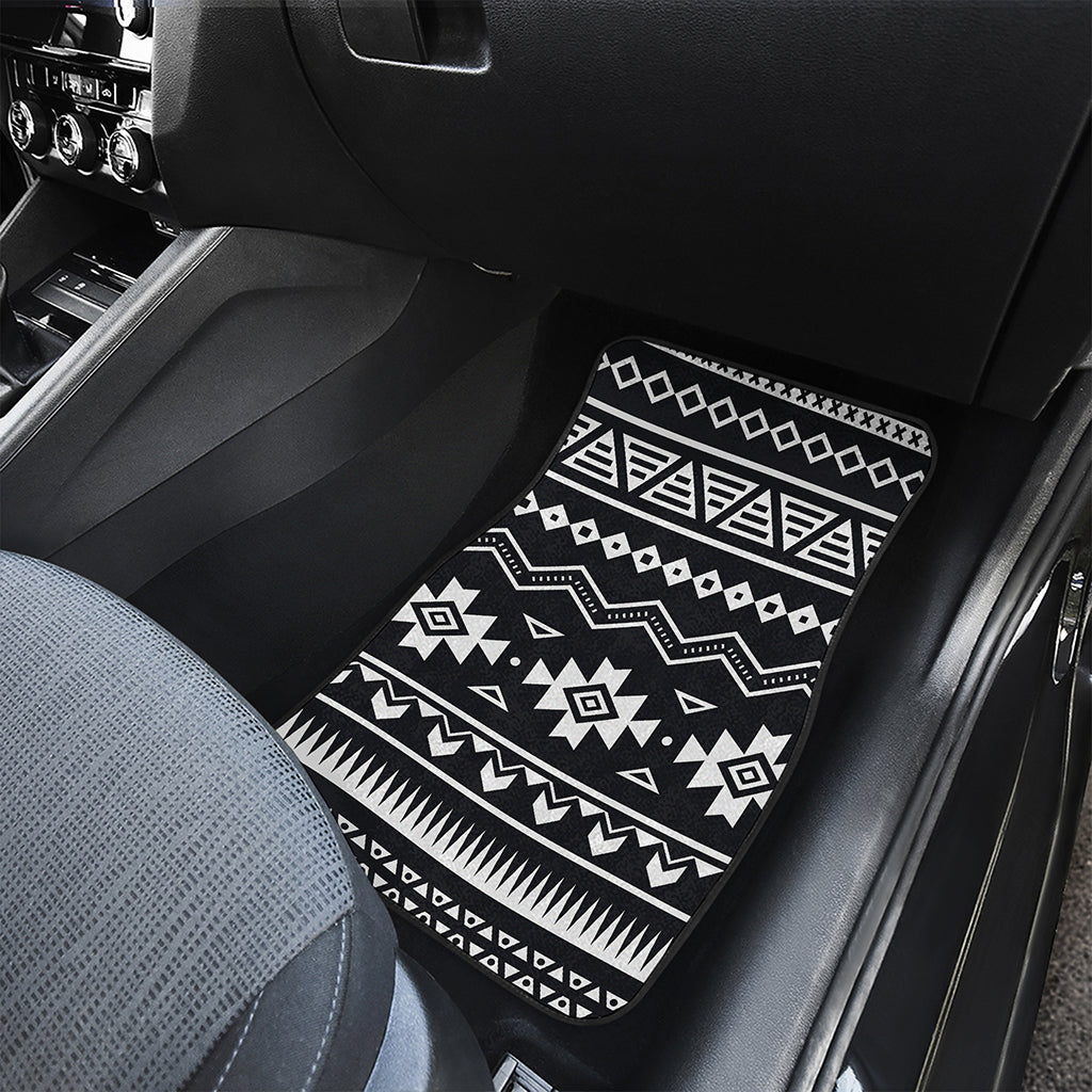 Black And White Aztec Pattern Print Front Car Floor Mats