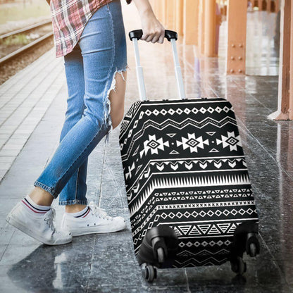 Black And White Aztec Pattern Print Luggage Cover GearFrost