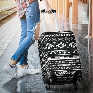 Black And White Aztec Pattern Print Luggage Cover GearFrost